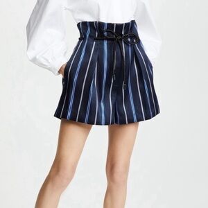 NEW! 3.1 Phillip Lim Striped Pleated Jacquard Shorts Navy Blue SZ 0